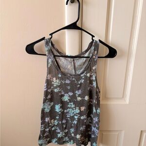 BDG Floral Tank Top - Gray and Blue